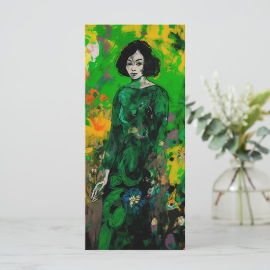 Vrouw in kleurrijk veld menu (Staand voorkant)