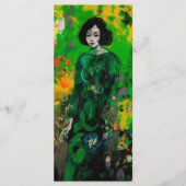 Vrouw in kleurrijk veld menu (Voorkant)