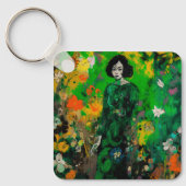 Vrouw in kleurrijk veld sleutelhanger (Voorkant)