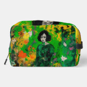 Vrouw in kleurrijk veld toilettasje (Achterkant)