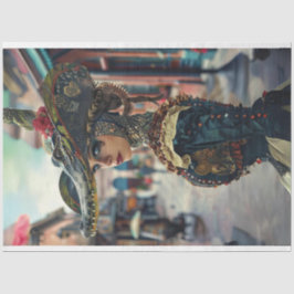 Vrouw in kostuum Alligator Beauty Decoupage Tissuepapier