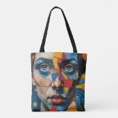 Vrouw in kunstvorm tote bag (Achterkant)