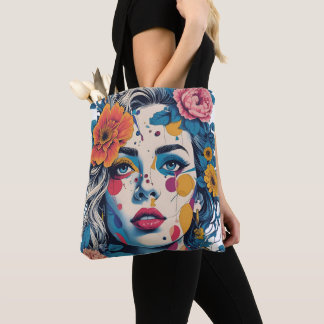 Vrouw in kunstvorm tote bag