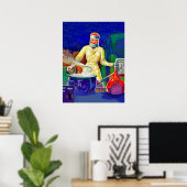 Vrouw in laboratorium, vintage fantasie poster (Thuiskantoor)