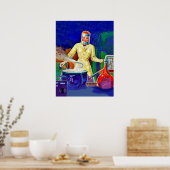 Vrouw in laboratorium, vintage fantasie poster (Keuken)