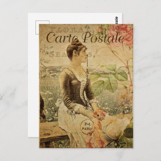  vrouw in Landbouillon Frans Briefkaart (Voorkant / Achterkant)