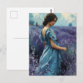 Vrouw in lavendelveld  briefkaart (Voorkant / Achterkant)