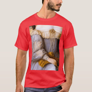 Vrouw in Lavender met parells renaissance schilder T-shirt