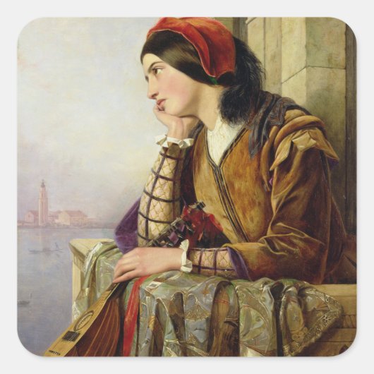 Vrouw in liefde, 1856 vierkante sticker (Voorkant)