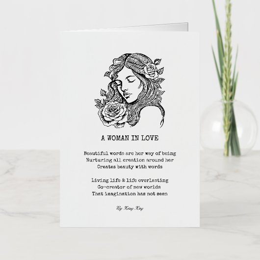 Vrouw in liefde gedicht zwart-witte rozen folie wenskaart (Voorkant)