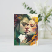 Vrouw in liefde Kleurrijk gemengd media schilderen Briefkaart (Staand voorkant)