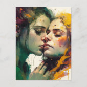 Vrouw in liefde Kleurrijk gemengd media schilderen Briefkaart (Voorkant)