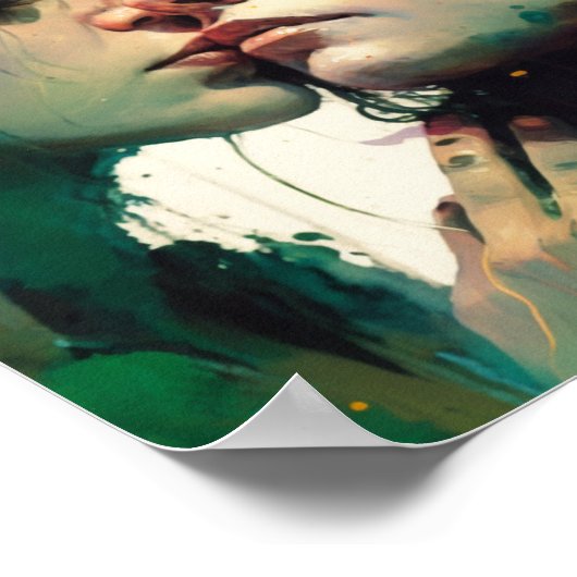 Vrouw in liefde Kleurrijk gemengd media schilderen Poster (Hoek)