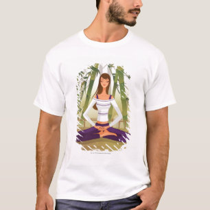 Vrouw in lotuspositie, meditatie t-shirt