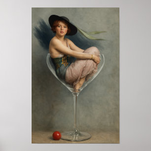 Vrouw in Martini Glas Poster