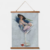  vrouw in Martini Glass Hangend Wandkleed (Voorkant)