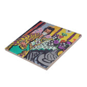 vrouw in Masker, kunst Tegeltje (Zijkant)