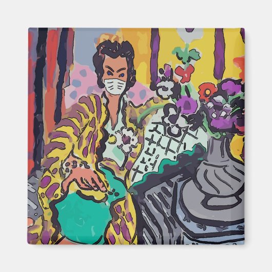 Vrouw in masker magneet (Voorkant)