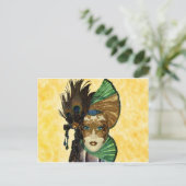 Vrouw in Masquerade Art Briefkaart (Staand voorkant)