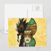 Vrouw in Masquerade Art Briefkaart (Voorkant / Achterkant)