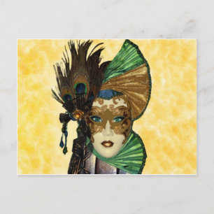 Vrouw in Masquerade Art Briefkaart