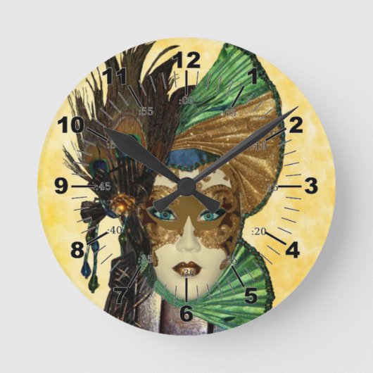 Vrouw in Masquerade Art Ronde Klok (Voorkant)