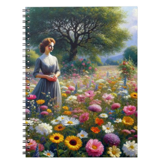 Vrouw in Meadow 2 Notitieboek (Voorkant)