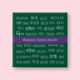 Vrouw in meerdere talen - Women History Month Vierkante Button 5,1 Cm