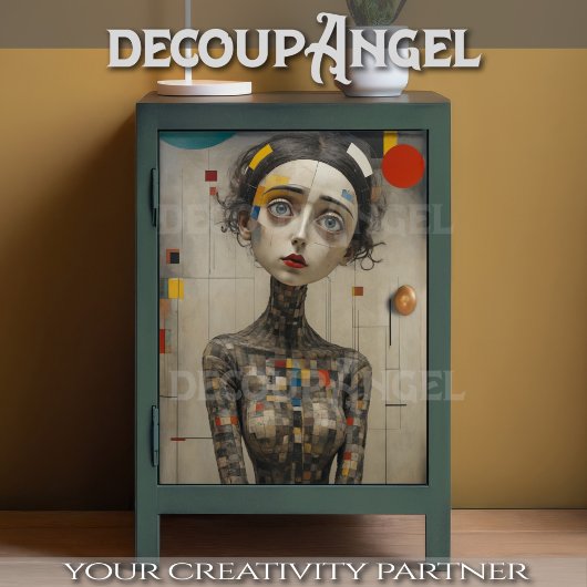 Vrouw in moderne kunst - decoupage - tissuepapier