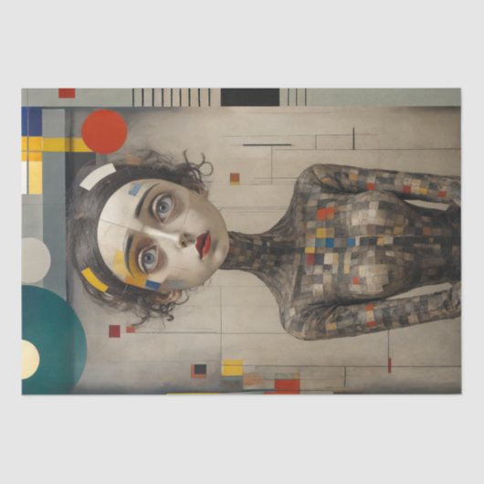 Vrouw in moderne kunst - decoupage - tissuepapier (Voorkant)