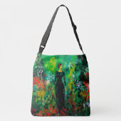 Vrouw in mooie groene weide crossbody tas (Achterkant)