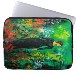 Vrouw in mooie groene weide laptop sleeve
