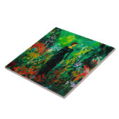 Vrouw in mooie groene weide tegeltje (Zijkant)