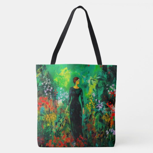 Vrouw in mooie groene weide tote bag (Voorkant)