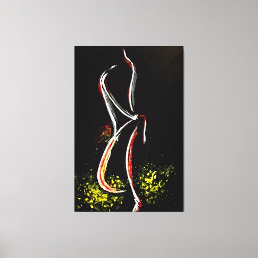 Vrouw In Nacht Zwart-wit Canvas Print (Voorkant)