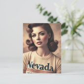  vrouw in Nevada T-shirt Briefkaart (Staand voorkant)