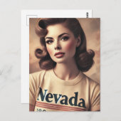 vrouw in Nevada T-shirt Briefkaart (Voorkant / Achterkant)