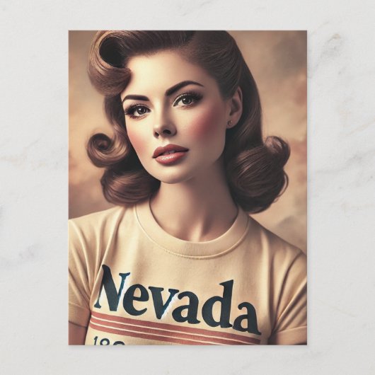  vrouw in Nevada T-shirt Briefkaart (Voorkant)