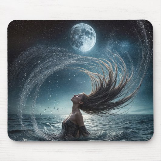 Vrouw in oceaan maanlicht muismat (Voorkant)