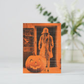 Vrouw in Oranje Halloween Briefkaart (Staand voorkant)