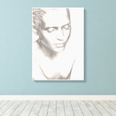 Vrouw in Overschijnwerper - zwarte witte doek Druk Canvas Afdruk (Insitu (Houten vloer))