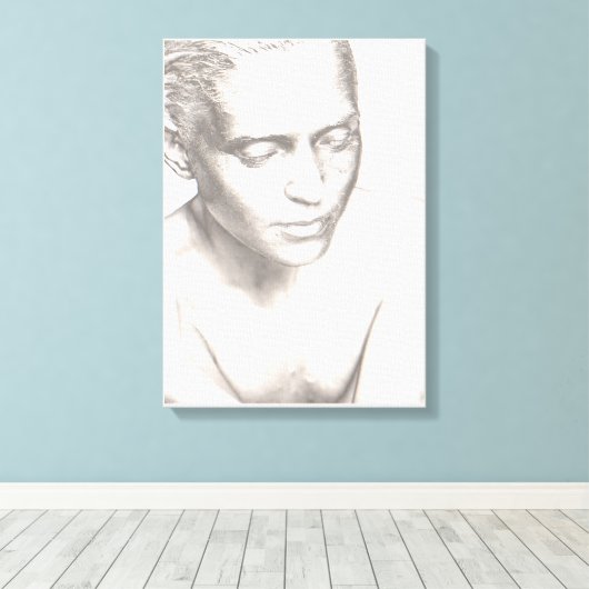 Vrouw in Overschijnwerper - zwarte witte doek Druk Canvas Afdruk (Insitu (Houten vloer))