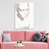 Vrouw in Overschijnwerper - zwarte witte doek Druk Canvas Afdruk (Insitu (Woonkamer))