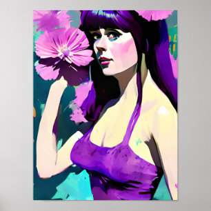 Vrouw in Paars Poster