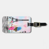 Vrouw in Parijs Bagagelabel Eiffeltoren cadeau (Voorkant horizontaal)