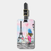 Vrouw in Parijs Bagagelabel Eiffeltoren cadeau (Voorkant verticaal)