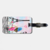 Vrouw in Parijs Bagagelabel Eiffeltoren cadeau (Achterkant horizontaal)