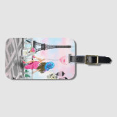 Vrouw in Parijs Bagagelabel met Eiffeltoren (Voorkant (horizontaal))