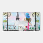 Vrouw in Parijs Eiffeltoren Bureaumat (Keyboard & Muis)