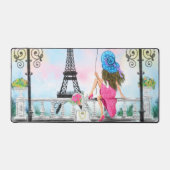 Vrouw in Parijs Eiffeltoren Bureaumat (Voorkant)